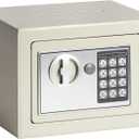 Jssmst Small Safe Box for Money - 0.23CF Mini Safe with Electronic Keypad, Lockable Box for Home Security and Personal Storage, 9.06 x 6.69 x 6.69 inch, White