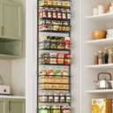 8-Tier Adjustable Over the Door Pantry Organizer with 2 Sets Hooks Fits Most Doors, Hanging Spice Rack for Pantry Door Organizer And Storage, Black