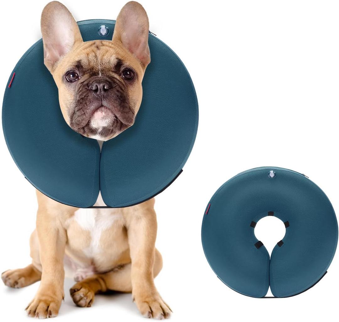 MIDOG Inflatable Dog Neck Donut Collar Alternative After Surgery, Soft Protective Recovery Cone for Small Medium Large Dogs and Cats Puppies - Alternative E Collar (Blue, M)
