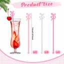 2Pack 12 Pcs Coquette Bow Drink Stirrers Acrylic White Pink Cocktail Stick Bow Stirrer Swizzle Sticks Stirrer for Coquette Party Bachelorette Party Supplies for Girls Bridal Wedding Decorations