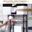 Over-The-Toilet Storage Rack, 4-Tier Bathroom Organizer Shelf Over Toilet with Barn Doors Cabinet and Basket, Freestanding Space Saver Bathroom Shelves with Paper Holder Above Toilet (Black & White), 24 inches x 9.3 inches x 65.5 inches