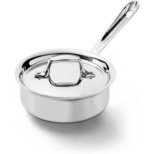 All-Clad D3 Stainless Steel 1 Quart Sauce Pan Covered- Made in the USA- The Original Bonded Professional Cookware- Oven Safe & Induction Compatible