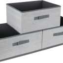 DAYARD Fabric Bins [3-Pack], Foldable Cube Baskets Storage Boxes for Shelves, Closet, Bookshelf, Nursery Organizer Containers, 16 x 11 x 8 inch Grey