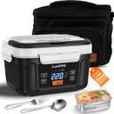 Advanced Cordless Electric Heated Lunch Box, 5.7-Cup Portable Rechargeable Food Warmer with 220 5-Side Heating, Smart Scheduled Heating & Keep Warm, Includes Insulated Bag, Design for Outdoor Work