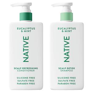 Native Scalp Detox Shampoo and Conditioner, Eucalyptus & Mint, Naturally Derived Ingredients | All Hair Types, Color & Treated, Fine to Dry Damaged, Sulfate & Dye Free - 2-Pack