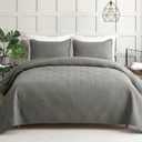 Whale Flotilla Elegant Extra Soft Quilt King Size, 3-Piece Lightweight Modern Geometric King Quilt Bedding Set Bedspread Coverlet for All Seasons, Grey (King(96"x104")