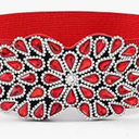 Rhinestone Stretch Belt Wide Red Dress Belt Women Green Elastic Belts Dressy Waist Jewelry Accessories, Red Crystal