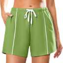 Quenteen Womens Sweat Shorts Lounge Shorts Casual Comfy Drawstring High Waist Running Shorts with Pockets (Green, M)