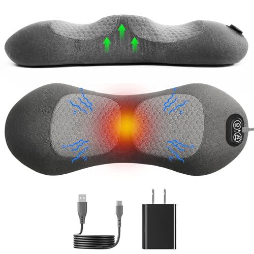 Triple Fusion Back Massager with Stretching, Vibration and Heat, 3-in-1 Electric Lumbar Pillow for Lower Back Tension Relief, Deep Tissue Relaxation Massage for Home, Office, Bed, Sofa, and Car Use