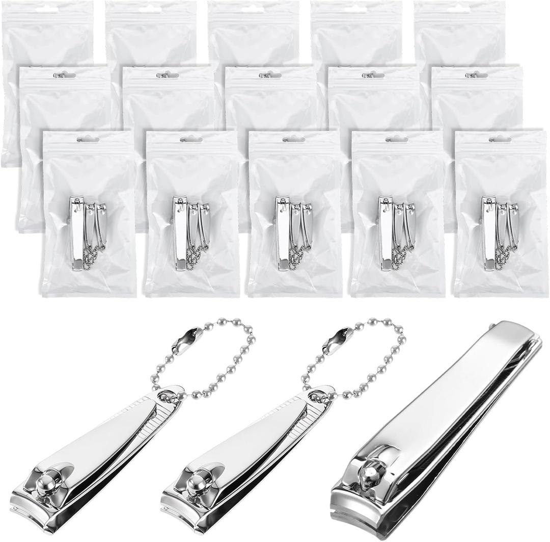 45 Pcs Nail Clipper Set Stainless Steel Fingernail and Toenail Clippers Individually Wrapped Nail Cutters Bulk, Large and Small