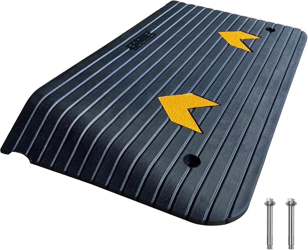 Rubber Threshold Ramp for Doorways Heavy Duty 7.5cm 3" Rise Wheelchair Ramp, 1 Pack Recycled Rubber Power Curb Ramp for Door Threshold Wheelchair Scooter Ramp Curb Ramp(RTR75)