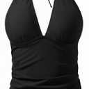 Yonique Women's Halter Tankini Top V Neck Swim Top Tummy Control Bathing Suit XL