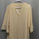 VISLILY Plus-Size-Tops-for-Women Dressy V Neck 3/4 Length Ruffle Sleeve T Shirts Trendy Eyelet Blouses Casual Loose Fit Tunic 4XL Yellow