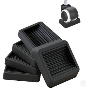 Furniture Caster Wheels Cups,Chair Wheel Stopper Rubber Anti-Sliding Furniture Pads Bed Wheel Stopper for Any Furniture with Wheels - 5 Pack (Black)