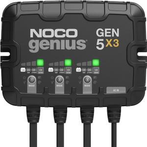 NOCO Genius GEN5X3: 3-Bank, 15A Onboard Battery Charger - 5A Per Bank, 12V Waterproof Marine Charger with Overcharge Protection & Temperature Compensation – for Lead-Acid & Lithium Batteries