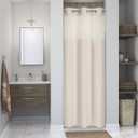 Eachope Stall No Hooks Needed Linen Textured Shower Curtain with Snap-in Fabric Liner Set,Hotel Luxury Decor Shower Curtains for Bathroom with Mesh Top Window,Waterproof & Washable,36Wx74H,Cream