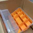 Clear Plastic Storage Organizer Case with Removable Bright Orange Compartment Trays, Dual-Layer & Removable Trays, Tray Dimensions: 10.0 in L × 6.0 in W × 1.8 in H