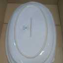 famiware Serving Platter, Oval 15.59/14.3/12.9 inch Serving Dishes for Entertaining, Serving Bowls, Microwave Safe, Stonware Serving Trays for Party, Turkey, Cheese, Ocean Series, Cappuccino White