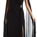 R&M Richards Women's Heavenly Grace Cape Gown, Black 8