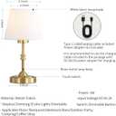 Portables Cordless Table Lamp, LED Fabric Shade Desk Lamp,Rechargeable Battery OperatedLighting for Bedroom, Bedside,Bar,Living Room, Dining Room, Night Light (Brass)