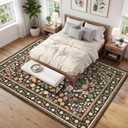 GarveeHome 10x14 Area Rugs for Bedroom Machine Washable Rugs Soft Low Pile Non-Slip Backing Stain Resistant Large Carpet for Living Room Farmhouse Dining Room Nursery Brown