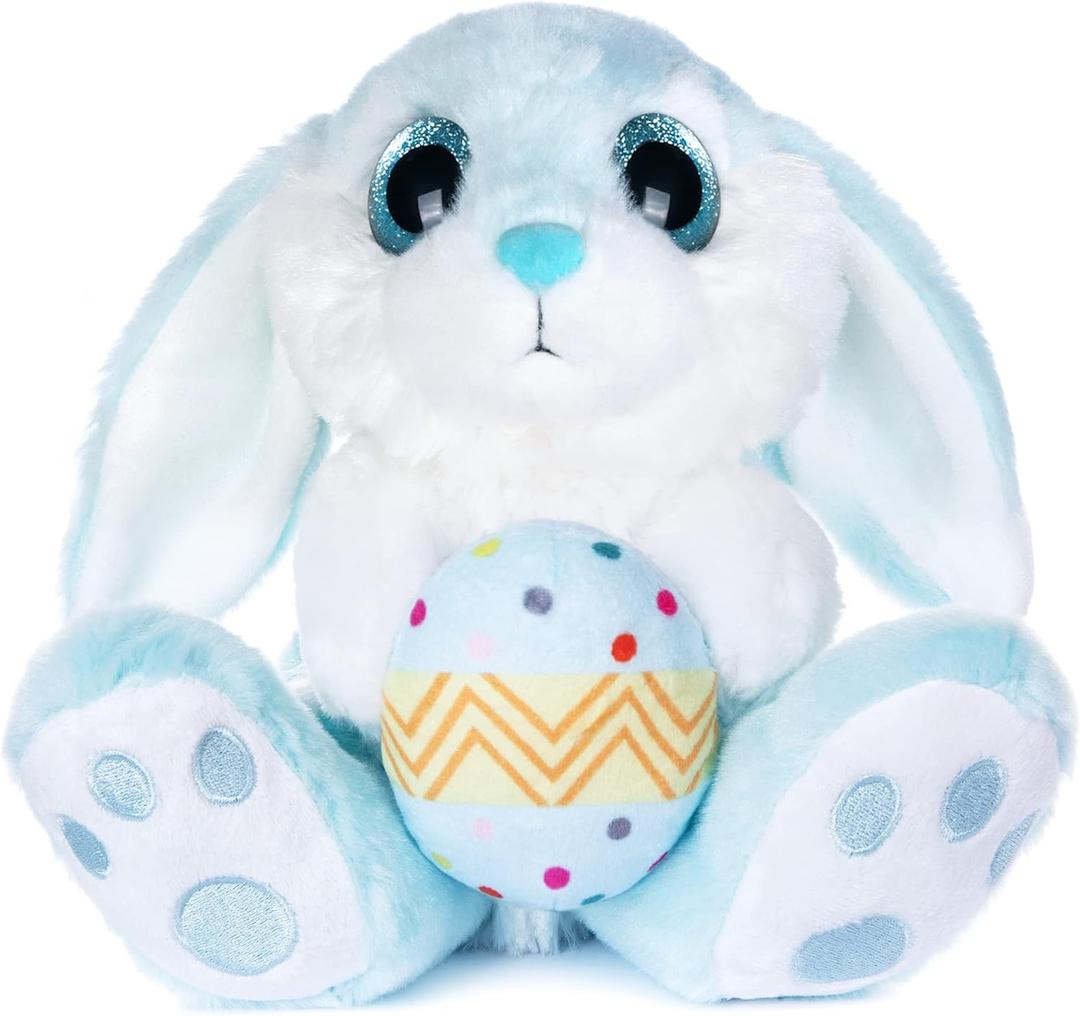 My OLi Easter Bunny Stuffed Animal with Easter Egg 8.5" Plush Rabbit Stuffed Bunny Bedtime Friend Soft Rabbit Toy Easter Gifts for Kids Girls Boys, Blue
