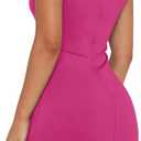 WIHOLL Women's Summer Sleeveless Boat Neck Mini Dress Slim Fit Party Club Bodycon Dresses (Pink)