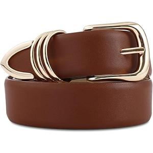 Women's Leather Belts with Gold Buckle Fashion Leather Waist Belt Elegant Ladies Belts for Jeans Gifts for Women