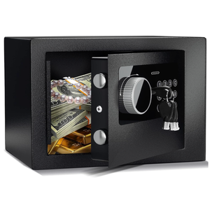 Cubic Feet Electronic Digital Safe Box, Steel Money Safe Box  for Cash - Black, 9 x 7