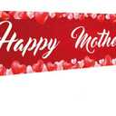 Large happy mother's day banner, mother's day red heart decoration banner, mother's day decoration, mother's day party decoration supplies