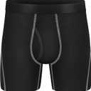 Men's Viscose Boxer Briefs Performance Breathable Comfy Silk Waistband 6 Boxer Briefs Fly 5Pack (Black, S)