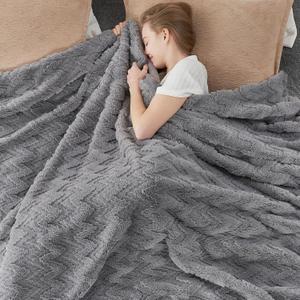 Cozy Bliss Faux Fur Throw Blanket for Couch - Clearance Soft Fuzzy Cozy Throw Gift Blankets for Women,Grey Boho Blanket for Sofa Bedroom Living Room.50 * 60 Inches