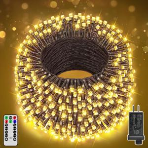 197FT 600 LED Christmas Lights Outdoor, Warm White Christmas Tree Lights Plug in, 8 Modes Twinkle String Light for Outside Bedroom Wedding Party Ceiling Xmas Home Decorations