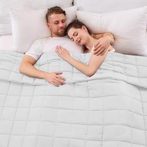 yescool Weighted Blanket for Adults (30 lbs, 88” x 104”, White) Cooling Heavy Blanket for Sleeping Perfect for 290-310 lbs, King Size Breathable Blanket with Premium Glass Bead