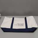 Large Canvas Tote Bag Heavy Duty Roomy Grocery Shopping Carry Beach Bag - Beige/navy blue 1pc