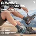 6 Pairs Merino Wool Ankle Running Hiking Socks Compression Support Breathable Thick Cushion No Show Socks for Women Men, L