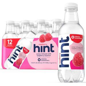 Hint Fruit-Infused Bottled Water, Raspberry - Sugar Free Flavored Water with Zero Calories, Naturally Flavored, and No Artificial Sweeteners - 16 Fl Oz (Pack of 12)