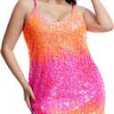 Women's Sparkly Sequin Dress Spaghetti Strap Glitter Party Cocktail Clubwear Sexy Mini Dresses
