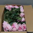 Sggvecsy 50 Pcs Artificial Roses Fake Flowers Velvet Silk Roses with Stems Bulk Realistic Faux Flowers for Bridal Bouquets Wedding Centerpieces Valentines Day DIY Home Party Decor (Pink)
