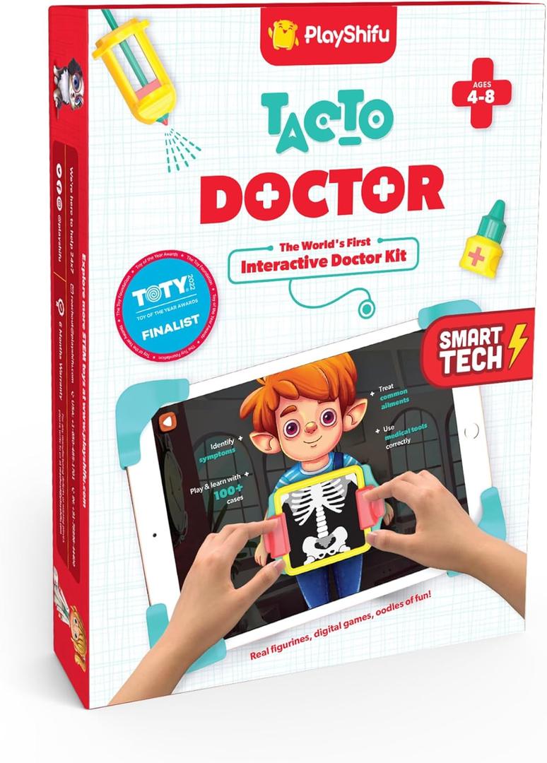 PlayShifu Doctor Kit for Kids  Tacto Doctor | Tech-Powered Pretend Playset with 12 Tools & 3 Games | STEM Learning Toy for Ages 410 | Roleplay Gift for Boys & Girls | Tablet Not Included