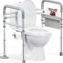 HOMLAND Toilet Safety Rails for Seniors, Adjustable Height & Width 350lb Toilet Handles for Elderly and Disabled, Foldable Toilet Safety Frame, Fit Any Toilet (Gray)