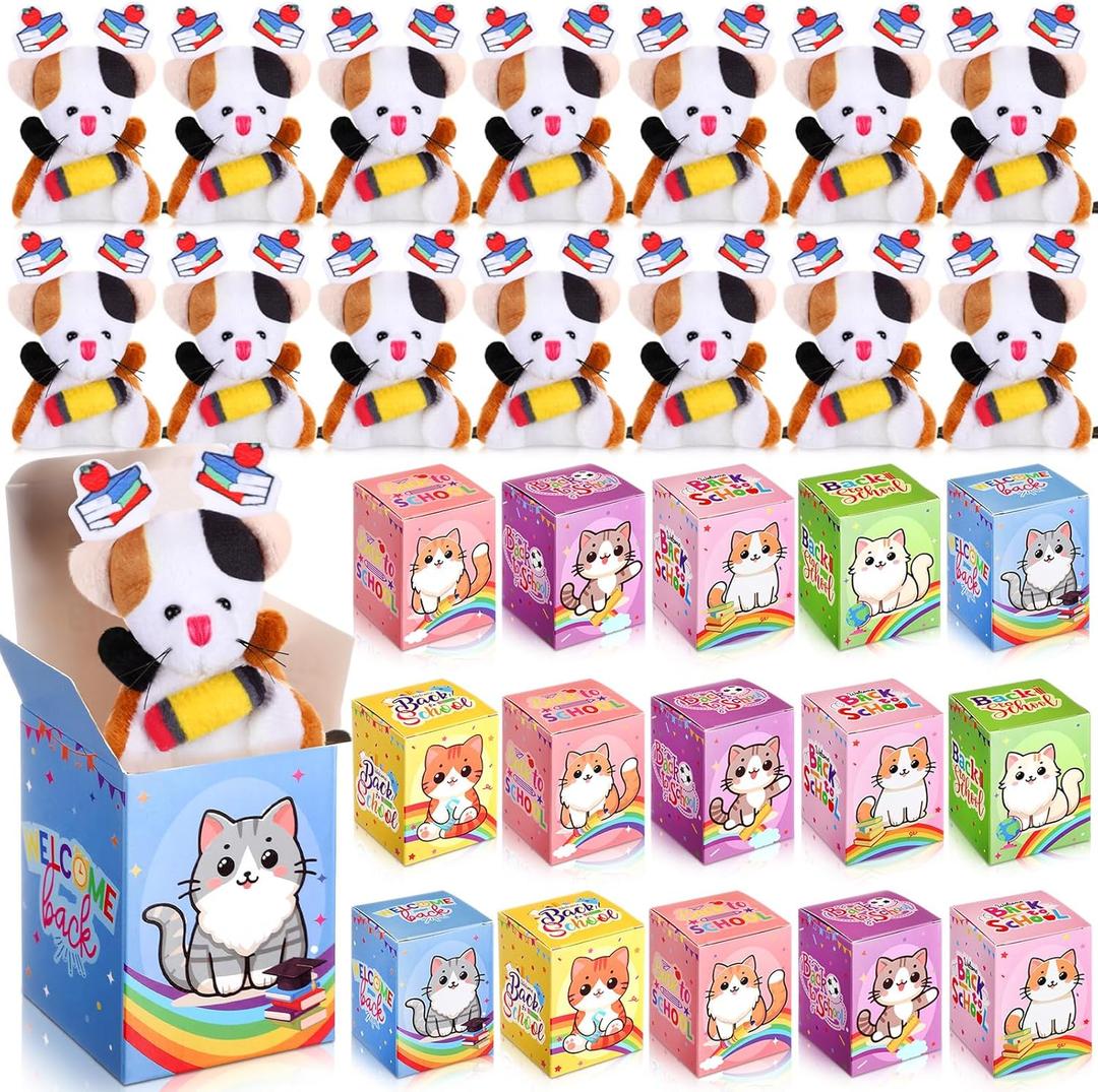 2 x 24 Pcs Welcome Back to School Gifts for Students Mini Stuffed Animal Keychains Bulk Little Plush Toys with Box for First Day of School Classroom Party Gift for Goodie Bag Fillers(Cats) 2 x 24 Pcs Welcome Back to School Gifts for Students Mini Stuffed Animal Keychains Bulk Little Plush Toys with Box for First Day of School Classroom Party Gift for Goodie Bag Fillers(Cats)