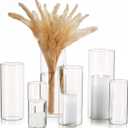 Cylinder Vase for Centerpieces 2 Sets (6Pcs) Hurricane Floating Candle Holder, Glass Vases for Flowers, Decorative Centerpiece for Wedding, 6''+8''+10''(High), Clear