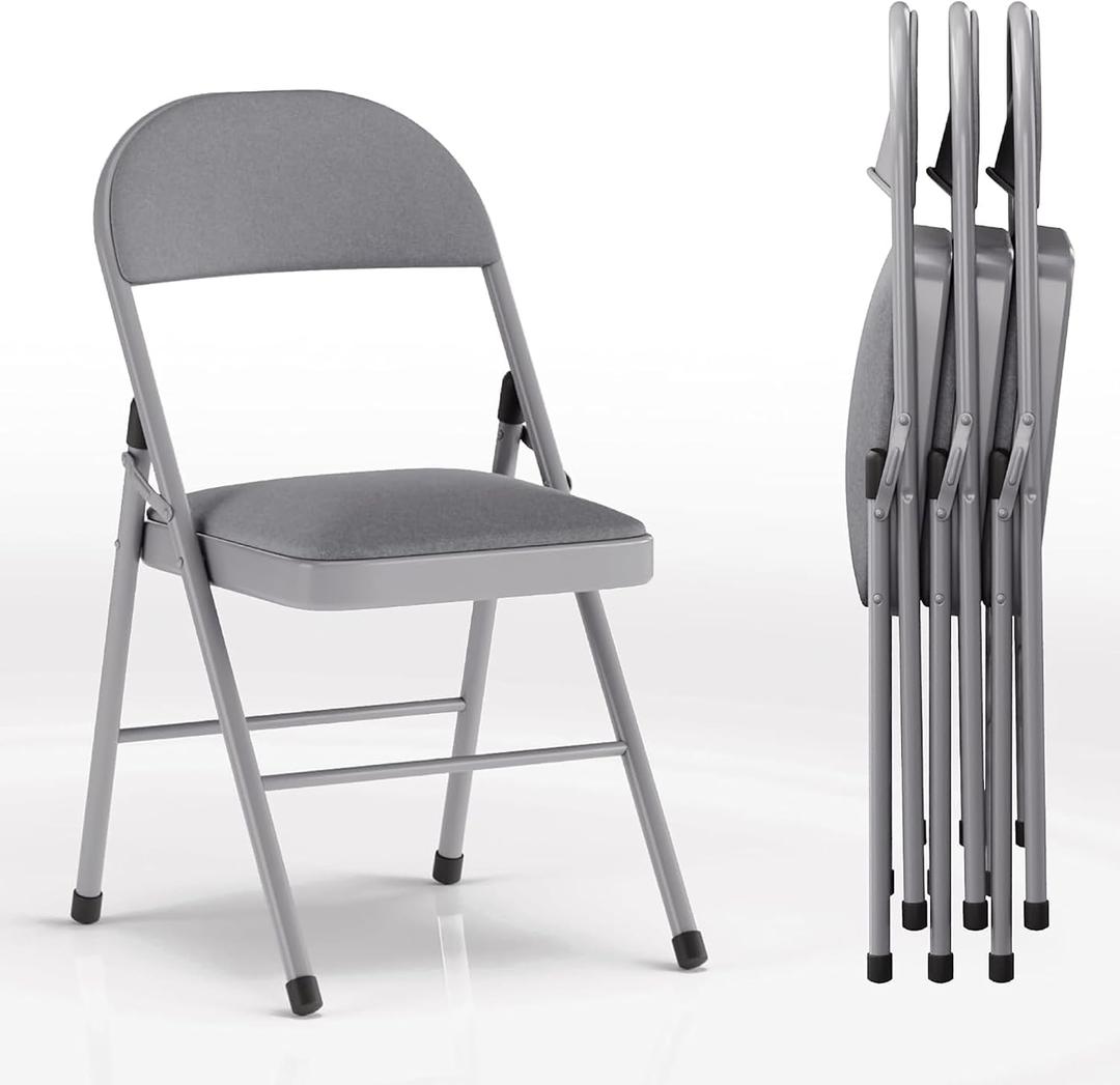 VECELO Folding Chairs Set for Office, Indoor Outdoor, Charcoal Grey
4 Pack, Comfortable Padded Seat & Backrest with Steel Frame