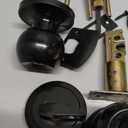 5" Backset Latch Keyed Entry Door Knob with Lock, Standard Square Interface Entrance Ball Doors Knobset Lockset, Matte Black