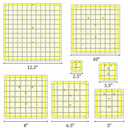 Quilting Rulers,7 Square Quilting Ruler (2.5",3.5",5",6.5", 8",10",12.5"),Quilting Cutting Squares,Quilting Rulers Acrylic,Cutting Ruler with Non-Slip Rings for Quilting and Sewing (Yellow)