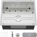 Stainless Steel Drop In Kitchen And Bar Sink - 25x22 Inch Single Bowl Topmount Bar Sink Come With SS Grid,Silicon Mat,Drain Strainer Set