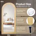 Delma Arched Full Length Floor Mirror with Stand, 55x24 Rustic Farmhouse Solid Wood Frame Wall Mirror for Bedroom, Living Room, Vertical Hanging & Standing(Natural)