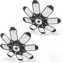 Garage Lights - 40000LM Super Bright Garage Lights Ceiling Led w/ 8 Deformable Panels Compatible for E26/E27 Screw in Socket Garage Lighting Bulb for Barn Basement Shops Attic - 2 Pack