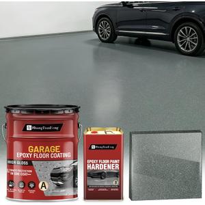 4 Gallon Luxury 3‑Component Epoxy Colored Sand Self‑Leveling Floor Paint, Marble‑Effect, 100% High Solids, 5.5:1 Sand‑Aggregate Ratio, 6H Hardness,1.5mm Finished Thickness (Light Gray ,100 Sq.Ft)